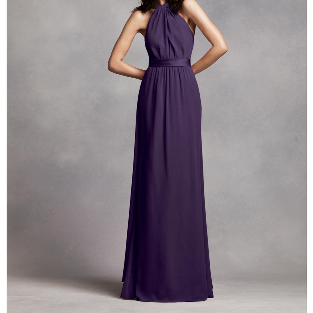 Amethyst, Vera Wang White Bridesmaid collection, halter, chiffon, size 10